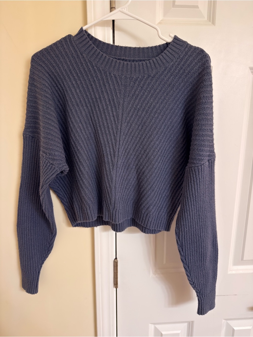 Hollister Dusty Blue Ribbed Crewneck Sweater